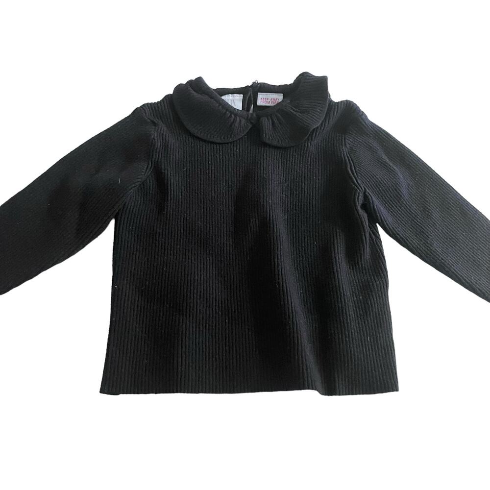 Zara girls black ribbed sweater with collar size 12-18 months